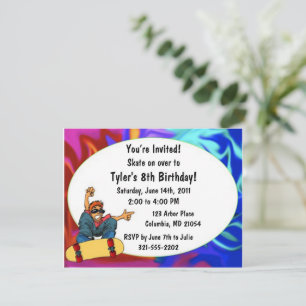 Kinder skateboard Birthday Party Invitation Kaart