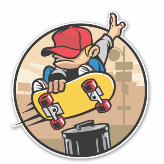 Kinder Skateboarder Sticker (Voorkant)
