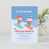 Kinder Ski Uitnodiging (Staand voorkant)