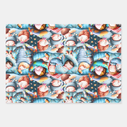 Kinder slaap sluimer sleepover pyjama party inpakpapier vel (Voorkant 3)