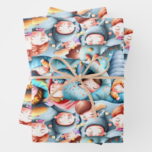 Kinder slaap sluimer sleepover pyjama party inpakpapier vel (In situ)