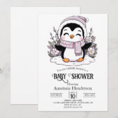 Kinder Sneeuwpinguïn Baby shower Kaart (Voorkant / Achterkant)