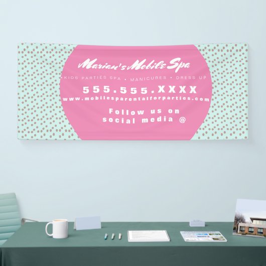 Kinder Spa Bus Party - Roze Stippen Spandoek (Beurs)