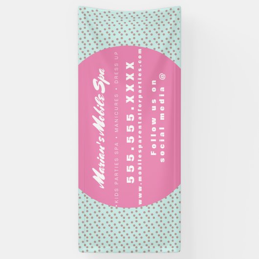 Kinder Spa Bus Party - Roze Stippen Spandoek (Verticaal)