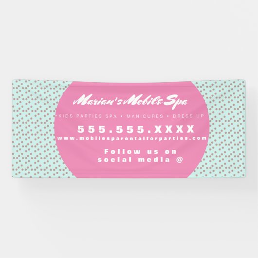 Kinder Spa Bus Party - Roze Stippen Spandoek (Horizontaal)