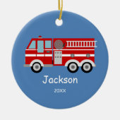 Kinder speciale Rode Vrachtwagen voor kerstmis Keramisch Ornament (Voorkant)