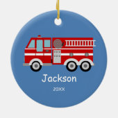 Kinder speciale Rode Vrachtwagen voor kerstmis Keramisch Ornament (Achterkant)