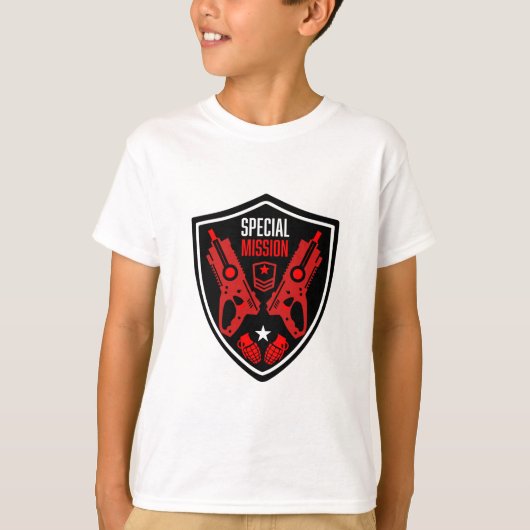 Kinder Speelgoed Dart Pistool Battle T-shirt (Voorkant)
