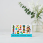 Kinder speelgoed Fotograaf blauw Visitekaartje (Staand voorkant)