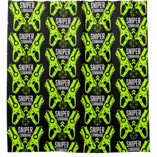 Kinder Speelgoed Pistool Battle Christmas Douchegordijn (Voorkant)