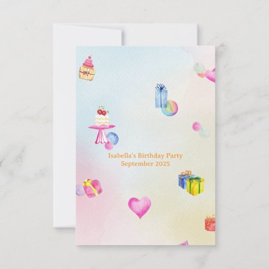 Kinder speeltuin verjaardag dank u kaart Waterverf (Achterkant)