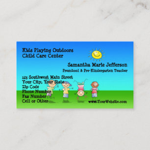 Kinder spelen buitenshuis kinderopvang centrum visitekaartje