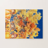 kinder spelen met de pompoenen legpuzzel (Horizontaal)