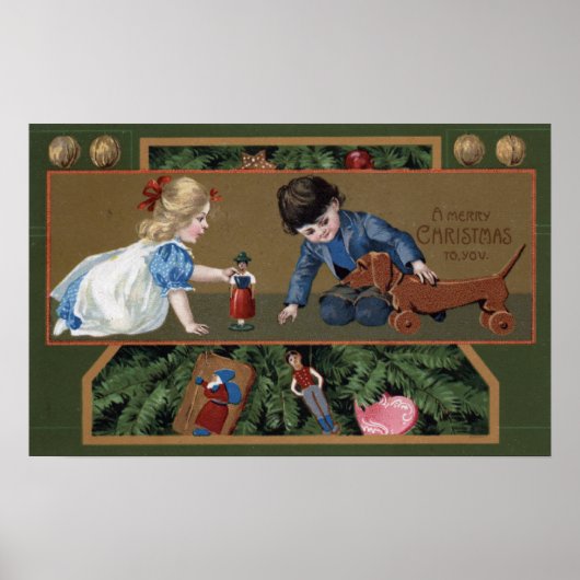 Kinder spelen met speelgoed poster (Voorkant)