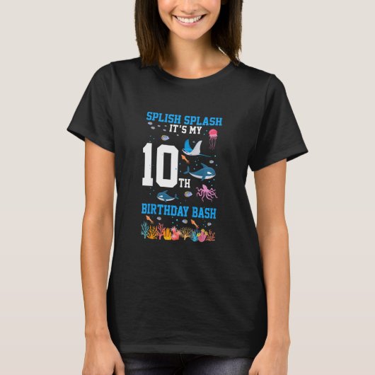 Kinder Splish Splash 10th Birthday Bash Future Mar T-shirt (Voorkant)