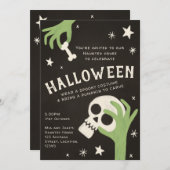 Kinder spookachtige skelet Halloween party Invitat Kaart (Voorkant / Achterkant)