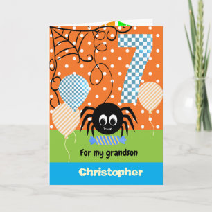 Kinder Spookachtige Spider Verjaardag Halloween Kaart