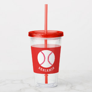 Kinder sport Baseball Athletic Personalized Red Acryl Drinkbeker