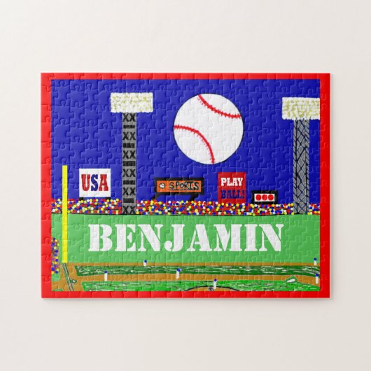 Kinder sport Baseball Puzzle Personalized Gift Legpuzzel (Horizontaal)