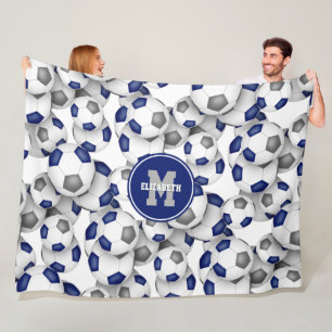 kinder sportkamer blauw grijs voetbal team kleuren fleece deken