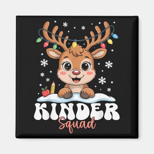Kinder Squad Reindeer Christmas Lights Cute Winter Magneet (Voorkant)