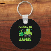Kinder St Patricks Day Bulldozer Pushing My Luck S Sleutelhanger (Voorkant)
