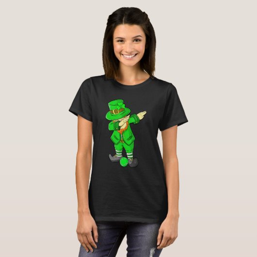 Kinder St Patricks Day Dabbing Leprechaun Tennis T-shirt (Voorkant volledig)