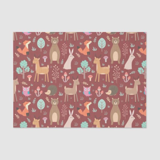 Kinder staartdieren Roodbaarkonijnenvlees Beer Fox Tissuepapier (Voorkant)