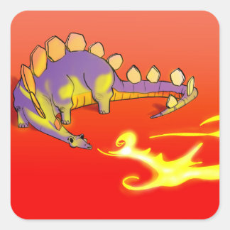 Kinder Stegosaurus Breathing Fire van Alberto Rios Vierkante Sticker