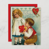 Kinder stel van vintage valentijn feestdagenkaart (Voorkant / Achterkant)