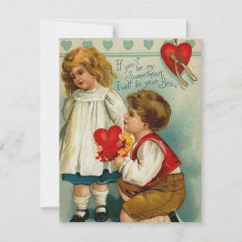 Kinder stel van vintage valentijn feestdagenkaart