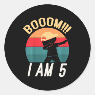 Kinder sterfdag 5 jaar oud ronde sticker