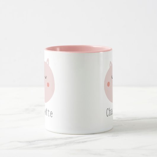 Kinder super schattige twee toonroze Kitten Aangep Mok (Midden)
