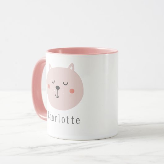 Kinder super schattige twee toonroze Kitten Aangep Mok (Voorkant links)