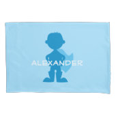 Kinder superheld jongen silhouet gepersonaliseerd kussensloop (Voorkant)