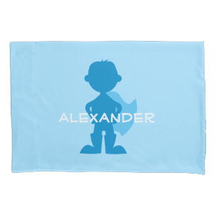 Kinder superheld jongen silhouet gepersonaliseerd  kussensloop