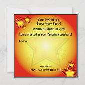 Kinder superheld Star Birthday Party Invitation Kaart (Achterkant)