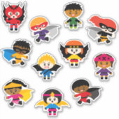 Kinder superhelden en supervillains sticker (Voorkant)