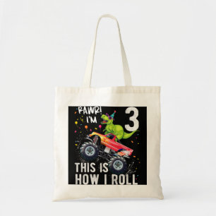 Kinder T Rex Dinosaur Monster Truck 3rd Birthday B Tote Bag