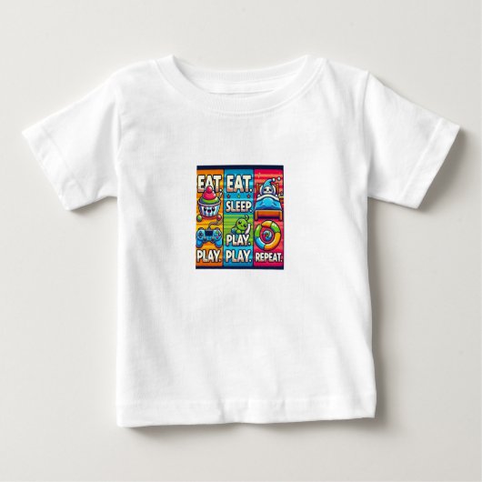 Kinder T-shirt "Eet. Speel. Slaap. Herhaal" (Voorkant)