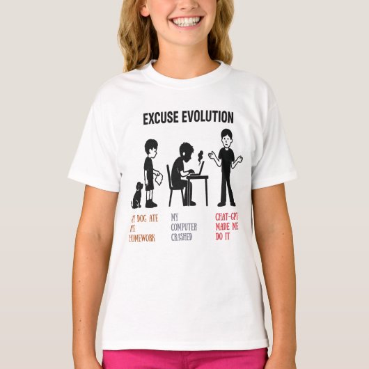 Kinder T-shirt."Excuse Evolution" grappig -unisex. T-shirt (Voorkant)