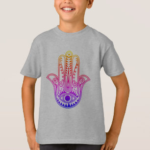 Kinder T-shirt met neon Hamsa Hand met slecht oog