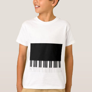 Kinder T-shirt - zwart pianotoetsenbord wit