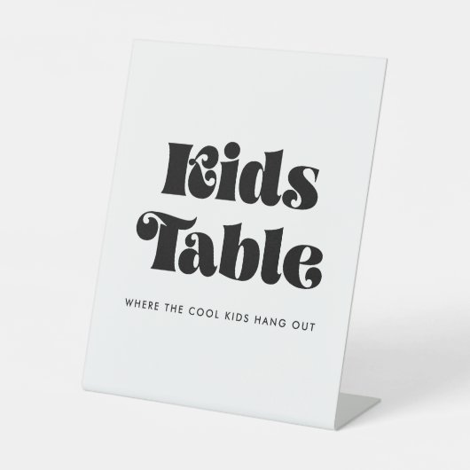 Kinder tabel met Retro Script Reclamebord Met Voetstuk (Voorkant)