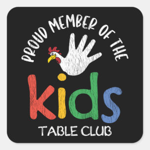 Kinder tabel voor groepshuisvesting Thanksgiving Vierkante Sticker