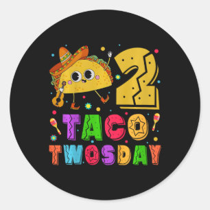 Kinder Taco Twosday - Dos Peuter Verjaardagsfeest Ronde Sticker