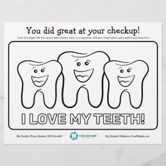 Kinder tandheelkundige kleurplaat flyer