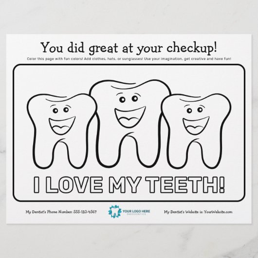 Kinder tandheelkundige kleurplaat flyer (Voorkant)
