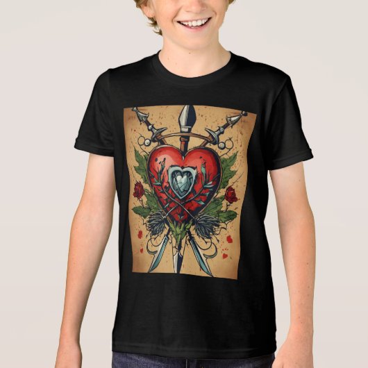 Kinder Tattoo Hart T-Shirt (Voorkant)