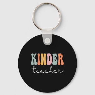 Kinder Teacher Retro Groovy Women Happy First Day Sleutelhanger